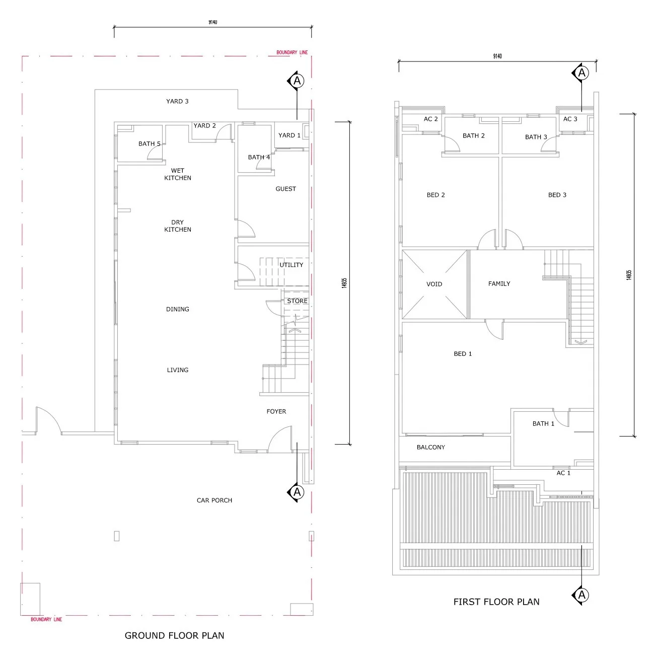 The Weld semi-detached Type B ground and first floor plans, 3,971 sq ft at The Weld, Jalan Sin Onn, Tawau, Sabah