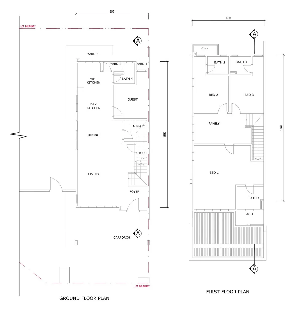 The Weld two-storey terrace house ground and first floor plans, 2,563 sq ft at The Weld, Jalan Sin Onn, Tawau, Sabah