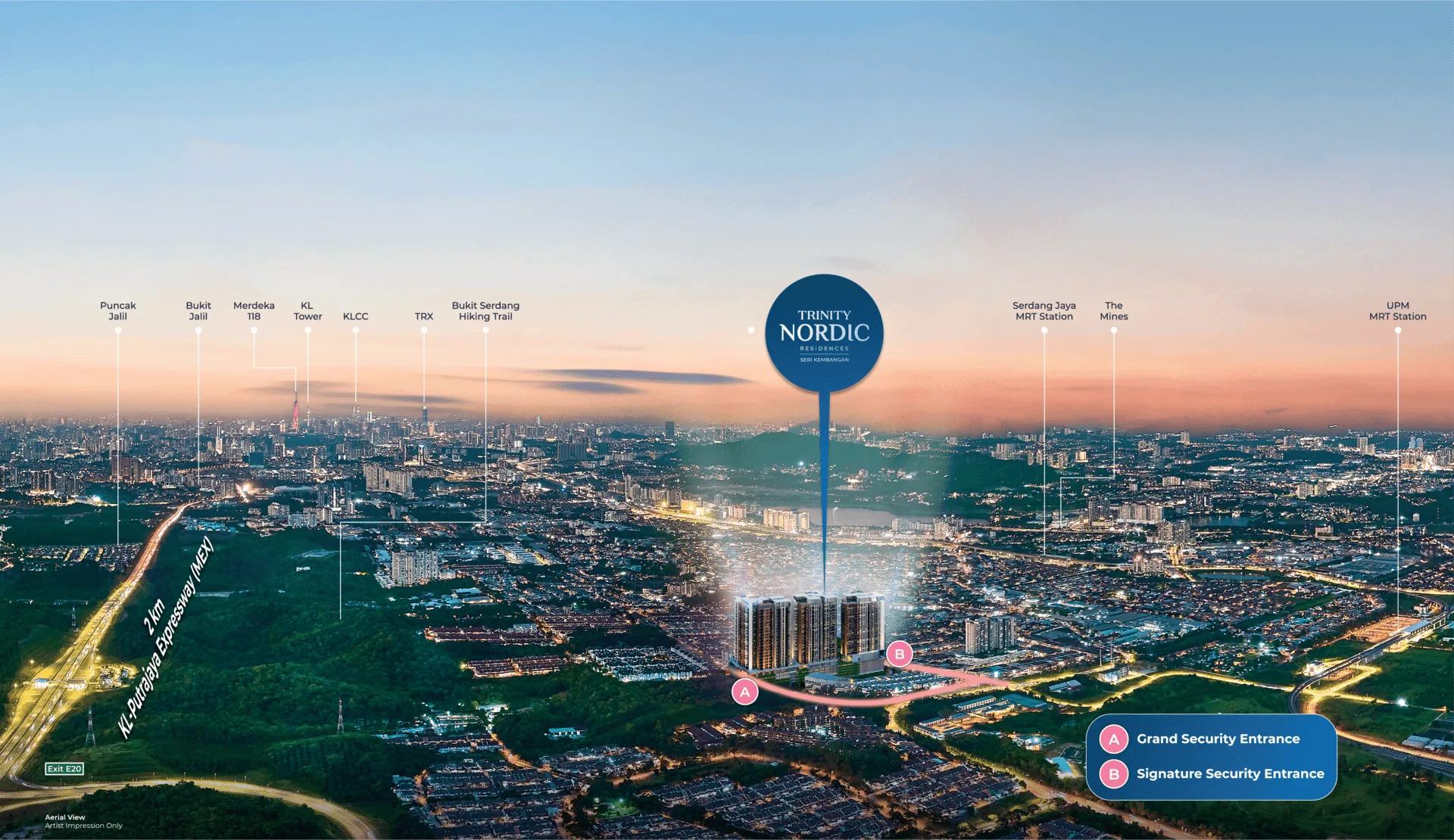 Aerial view render at Trinity Nordic by Olympic Builders, Taman Bukit Serdang, Petaling, Seri Kembangan, Selangor