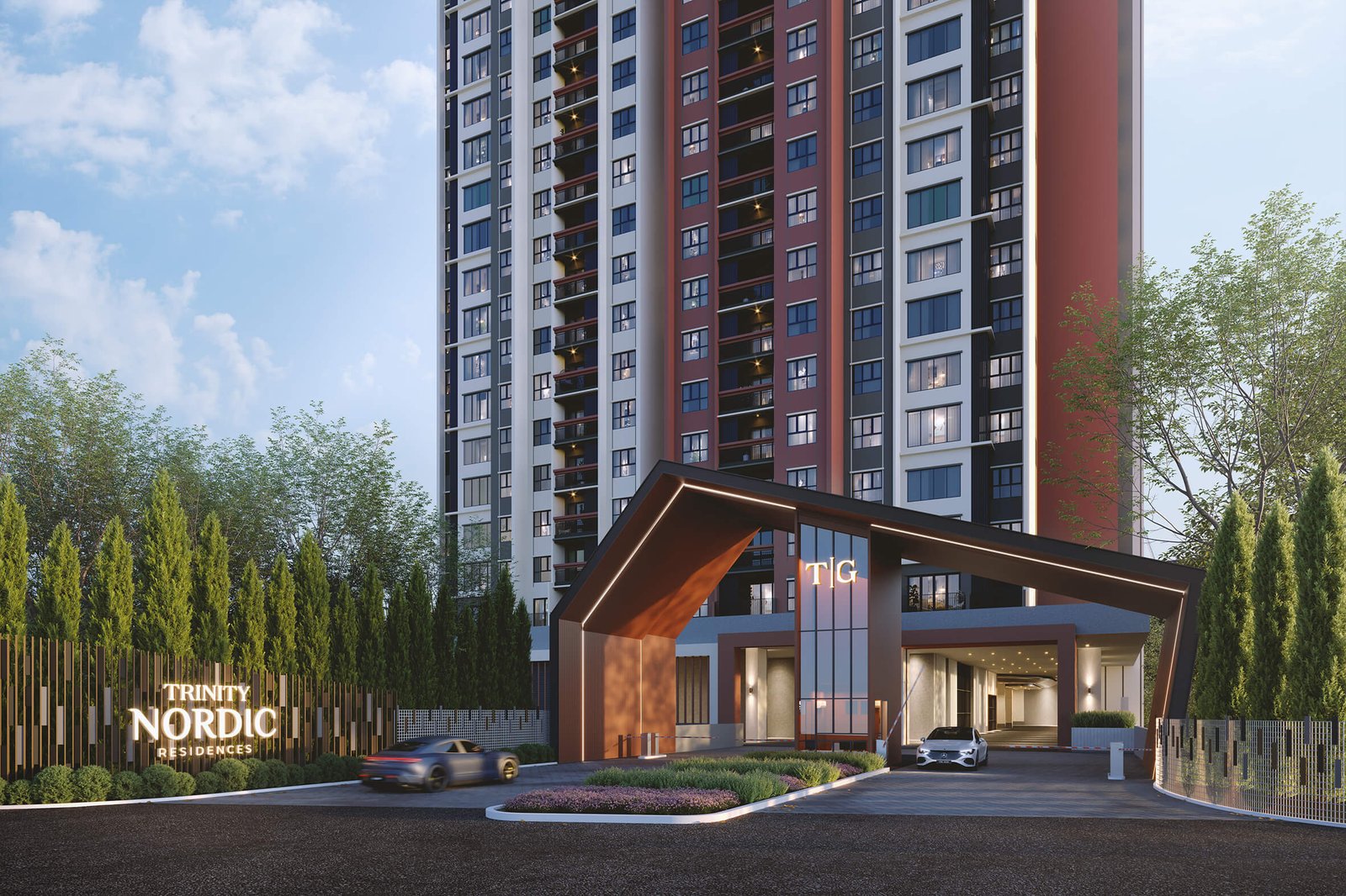 Main entrance statement render at Trinity Nordic by Olympic Builders, Taman Bukit Serdang, Petaling, Seri Kembangan, Selangor