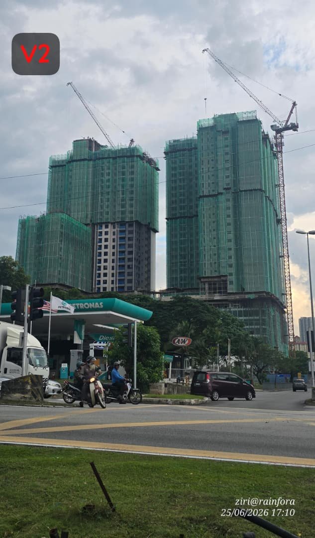Construction progress photograph dated 26 June 2026 at Trinity Rainfora by Darul Dinasti Sdn Bhd, Bandar Kinrara 5, Petaling, Puchong, Selangor