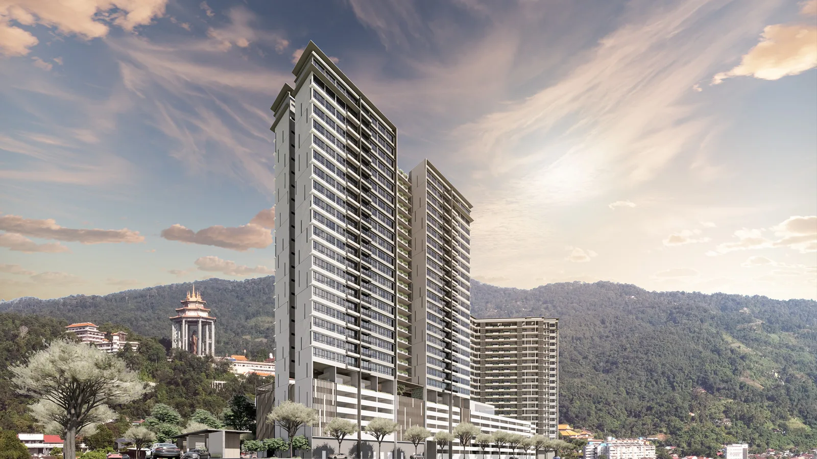 Tuan Pavilion 双塔与亚依淡山景，槟城——发展商 M Summit Group 官方效果图