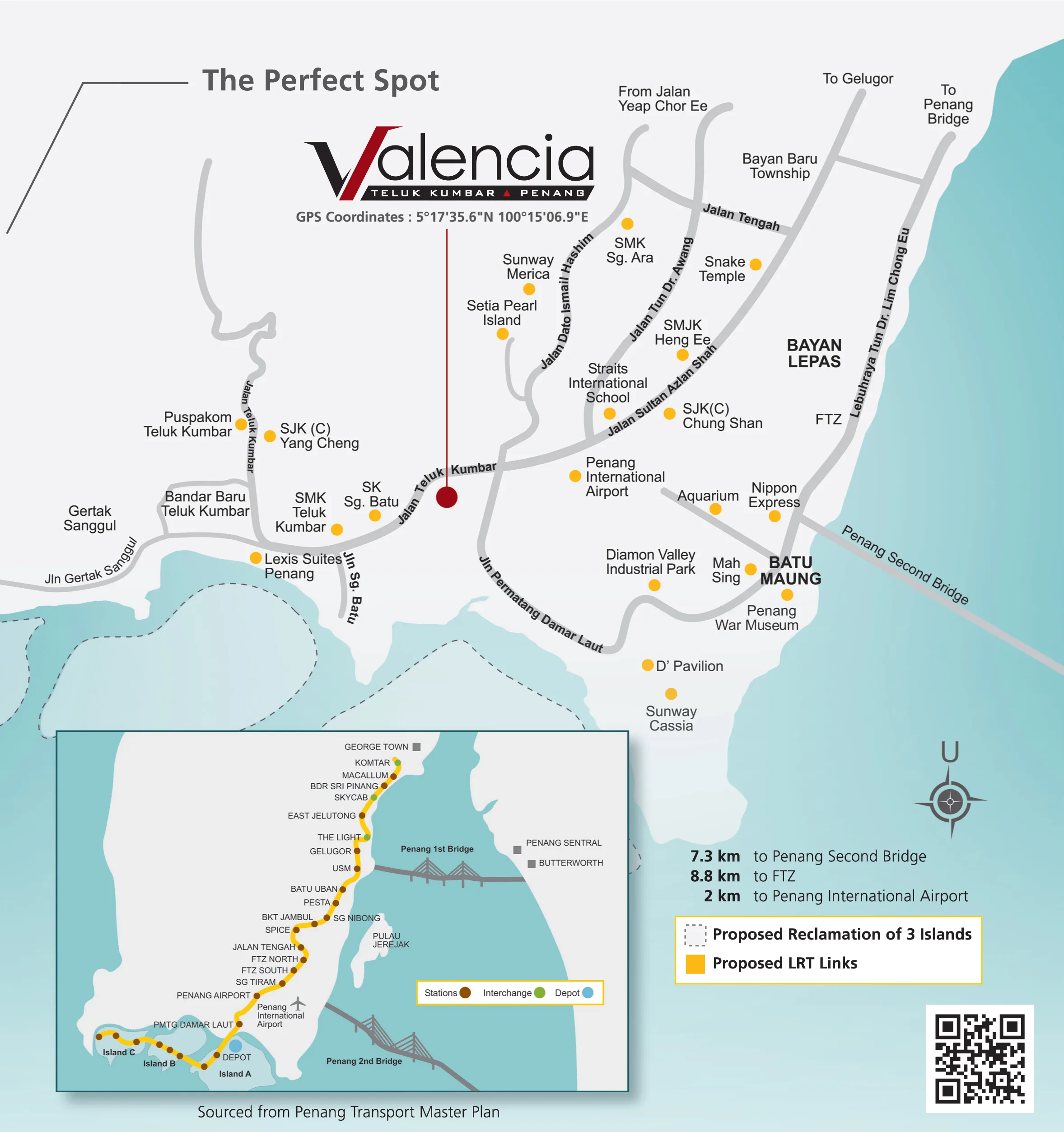 Valencia Residence location map published by the developer, Teluk Kumbar, south-west Penang Island