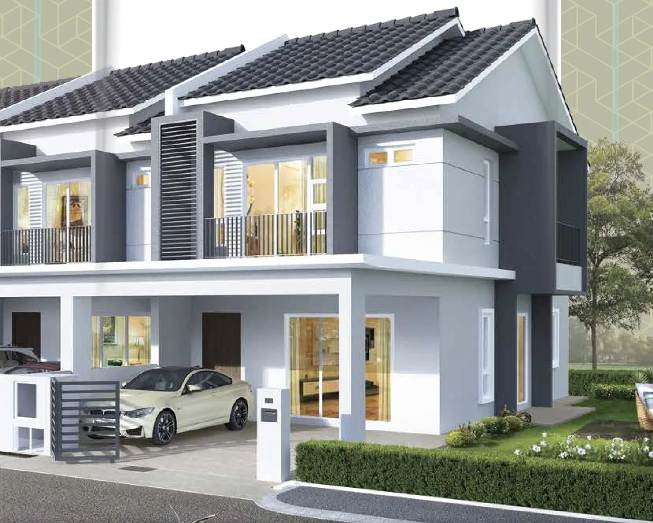 Vesta Garden two-storey house, corner view artist's impression, Bukit Mertajam, Penang
