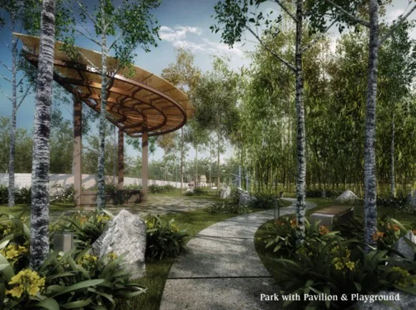 Vilaris Courtyard park with pavilion and playground, artist's impression, Batu Uban, Penang
