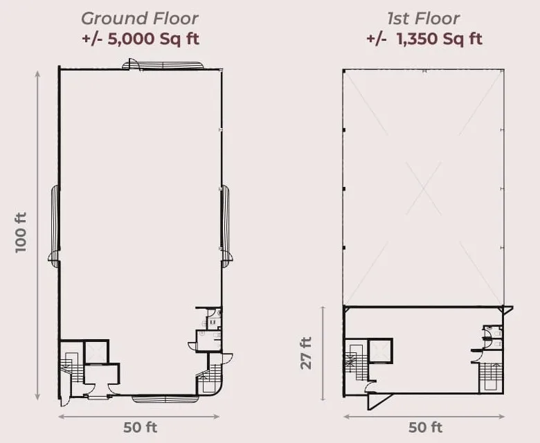 Villa Industrial Park Type C semi-detached factory ground-floor and first-floor plan, 5,000 and 1,350 sq ft, Permatang Tinggi, Penang