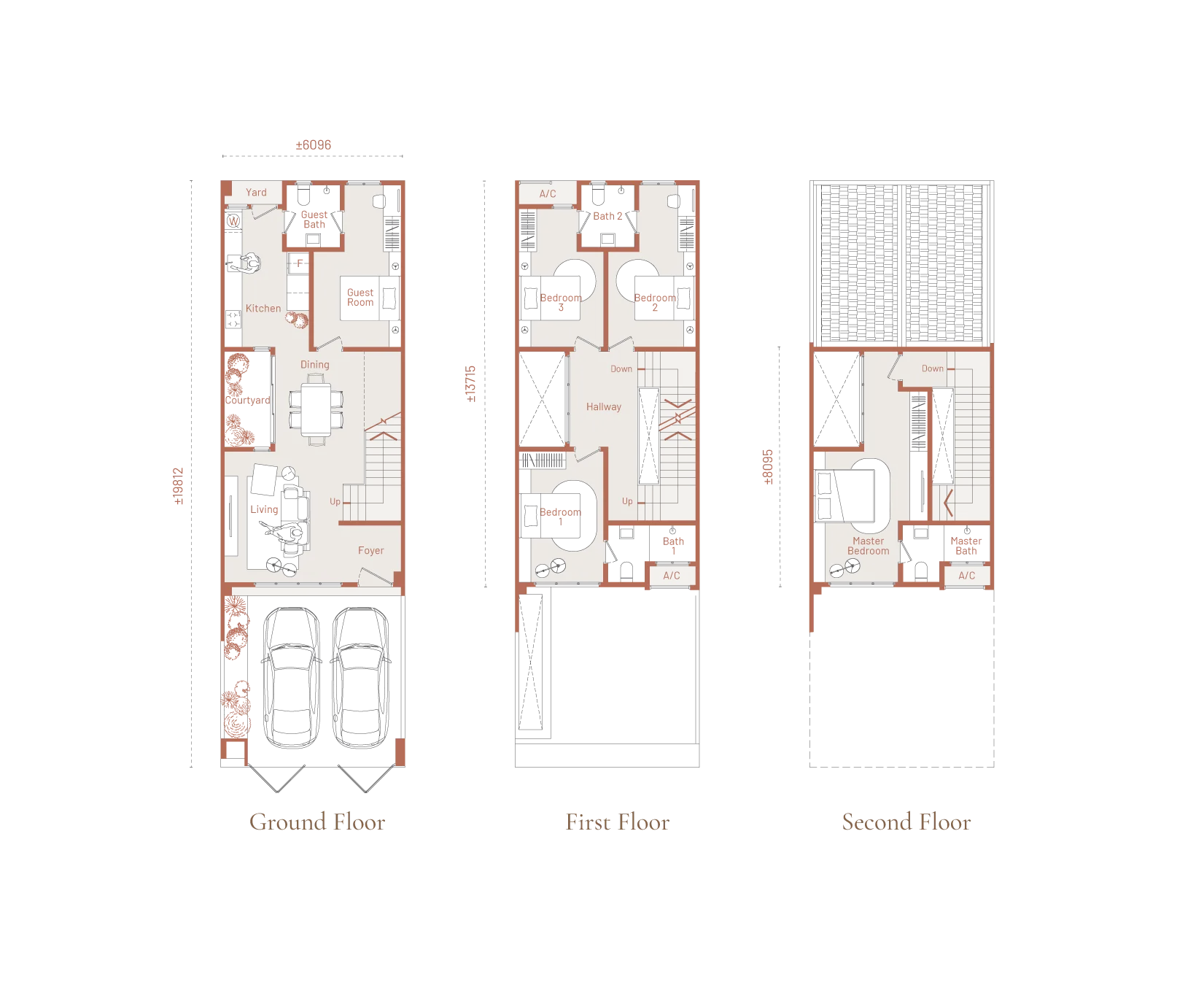 Viluxe Courtyard Collection Type 1 floor plan — cul-de-sac intermediate unit, 2,521 sq ft, Batu Kawan, Penang