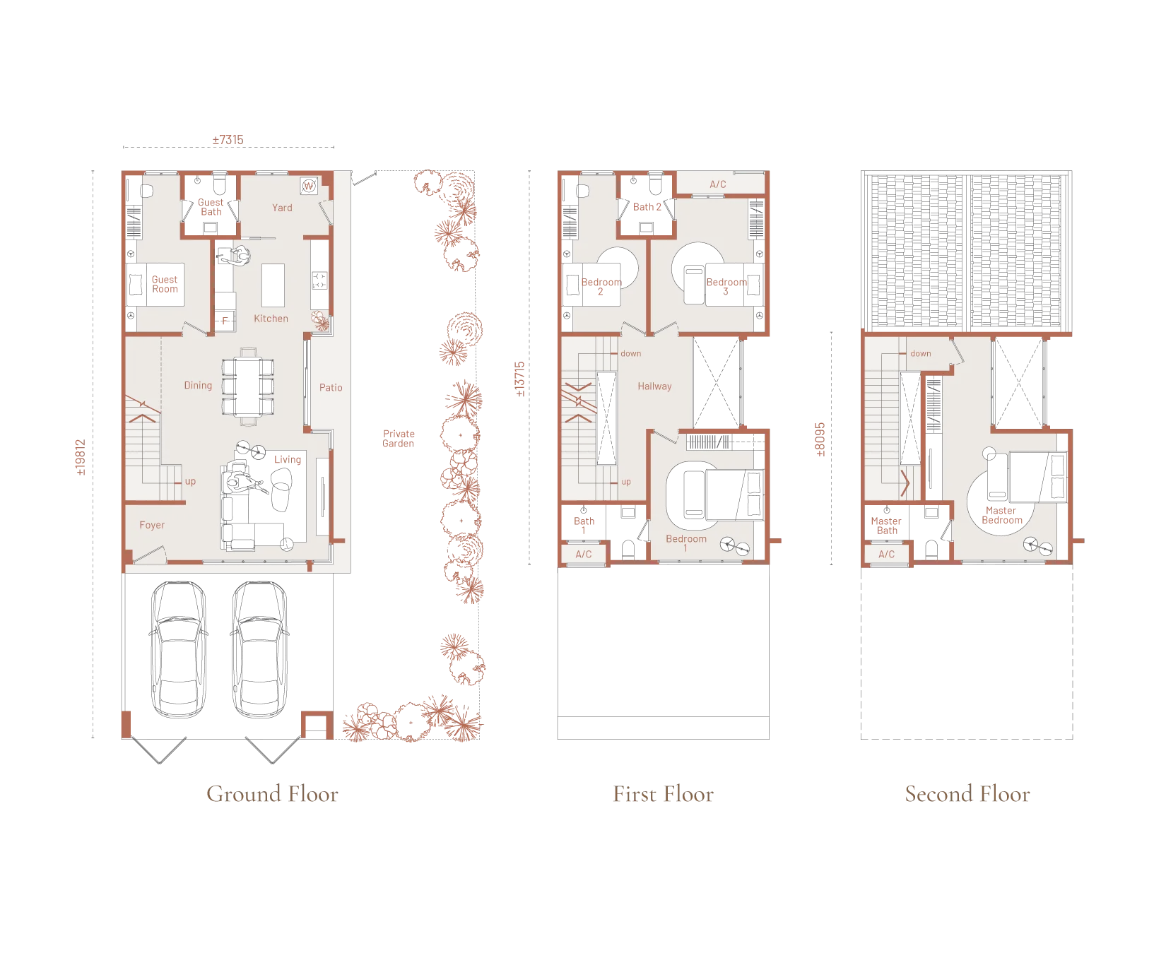 Viluxe Courtyard Collection Type 3 floor plan — cul-de-sac corner unit, 3,062 sq ft, Batu Kawan, Penang