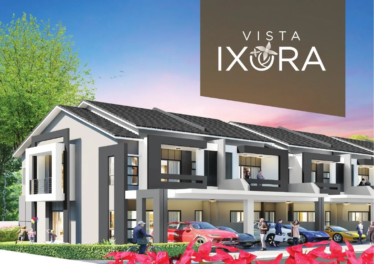 Vista Ixora double-storey link homes render with corner unit, Lahat, Ipoh, Perak