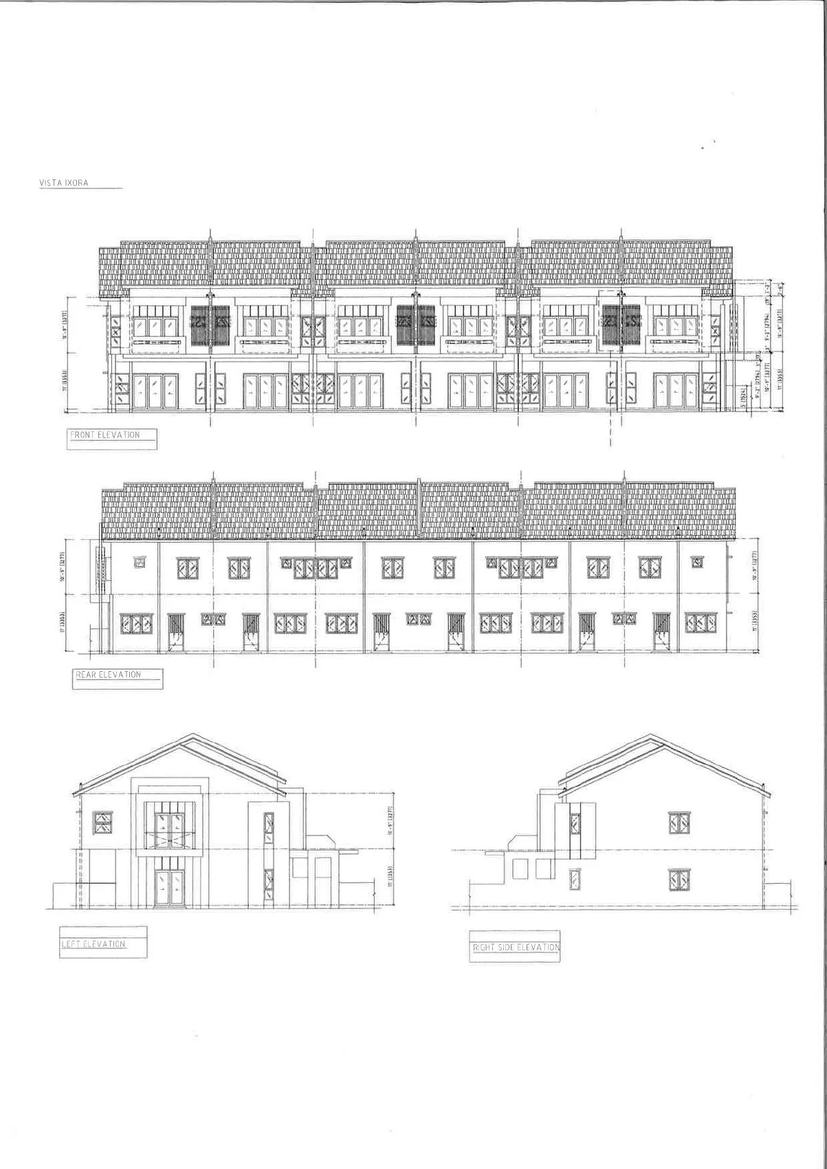 Front, rear and side elevations of Vista Ixora double-storey terrace houses, Lahat, Ipoh
