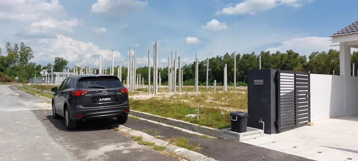 Vista Tropika construction site with structural columns beside the show house, Waterfront City, Lahat, Ipoh, Perak
