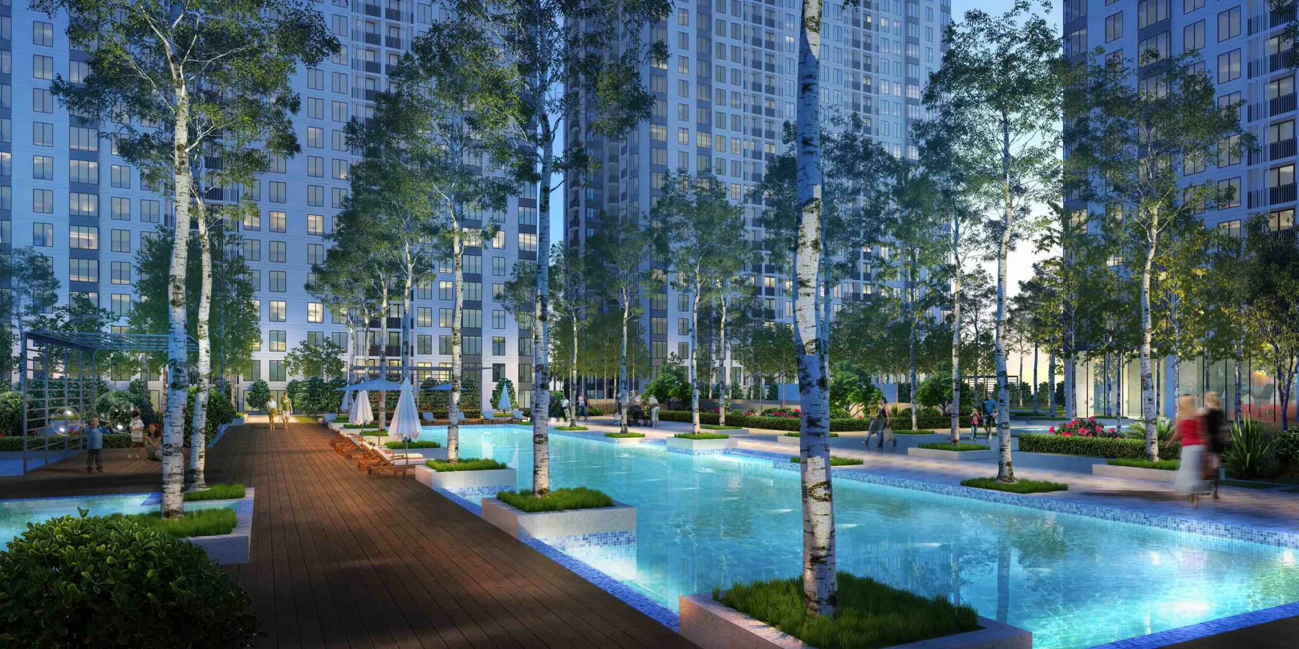Vivo Executive Apartment artist's impression of the swimming pool on the facilities deck, Batu Kawan, Penang