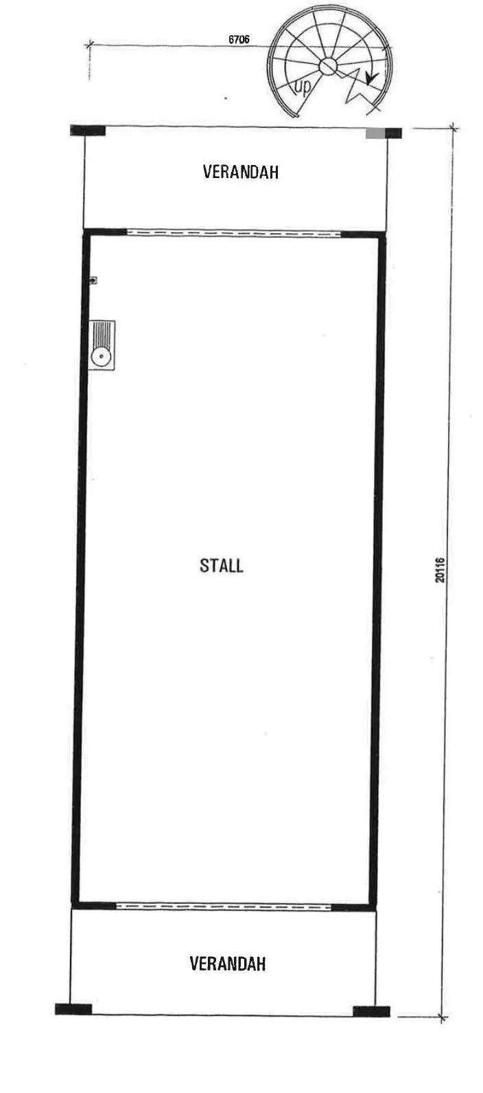 Ground floor plan of intermediate food-stall unit Stall 22 (1.5-storey) at Waterfront Celebration Village, Sungai Siput, Perak