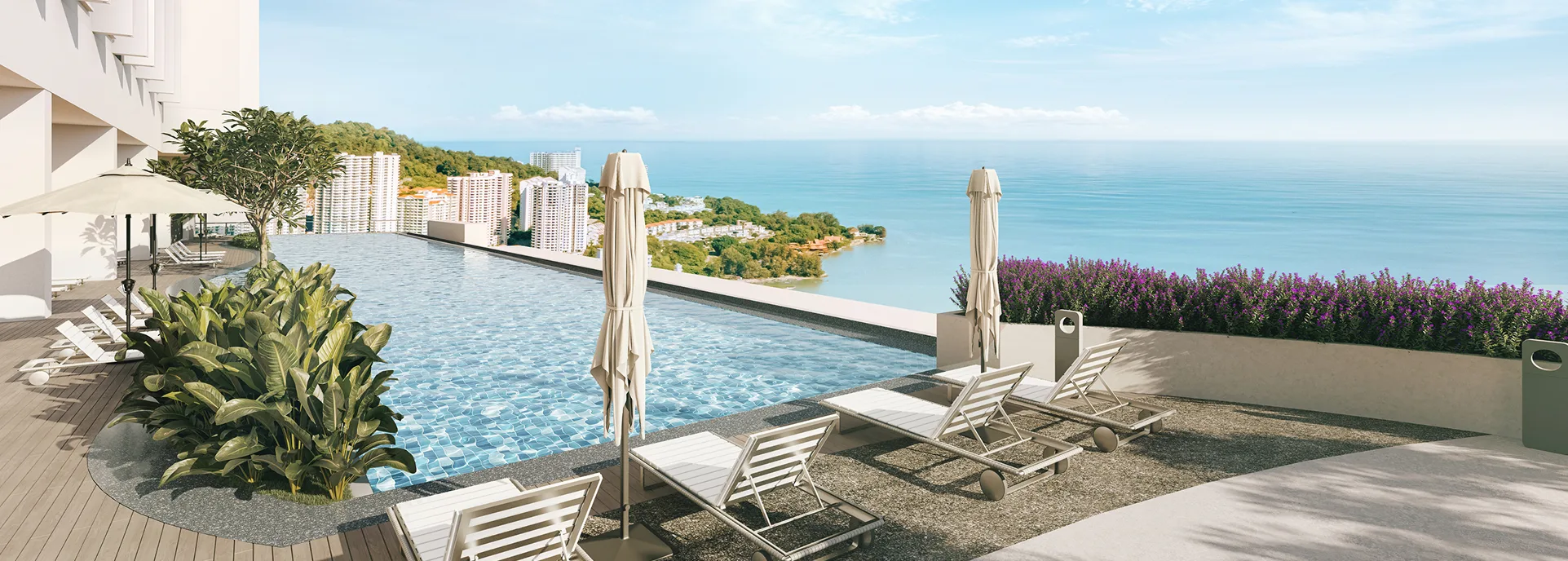 Waterstone infinity pool on the facilities deck, artist's impression from the developer, Tanjung Bungah, Penang