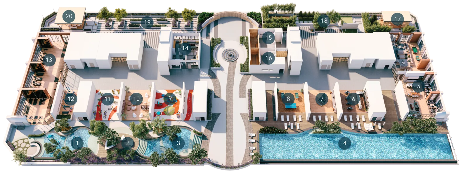 Waterstone Level 8 facilities plan published by the developer, Tanjung Bungah, Penang